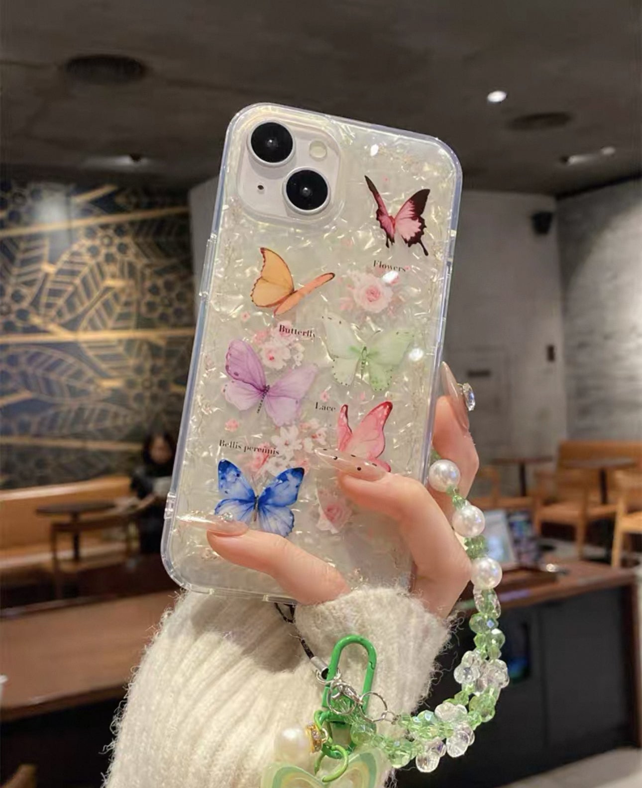 Butterfly with shell shiny iPhone case
