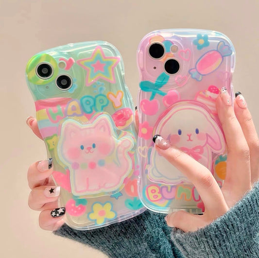 Happy Bunny and Cat iPhone case